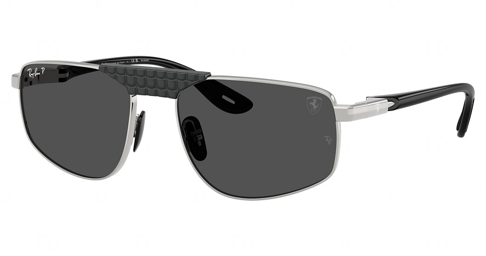 Ray-Ban RB3776M square sunglasses in Silver/Polarized Dark Grey