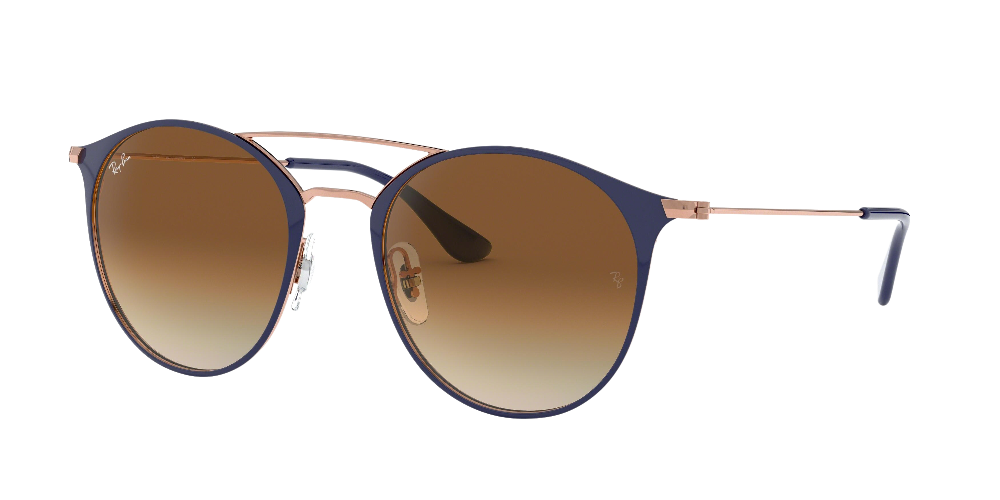 Ray-Ban RB3546 round sunglasses in Copper on Top Dark Blue