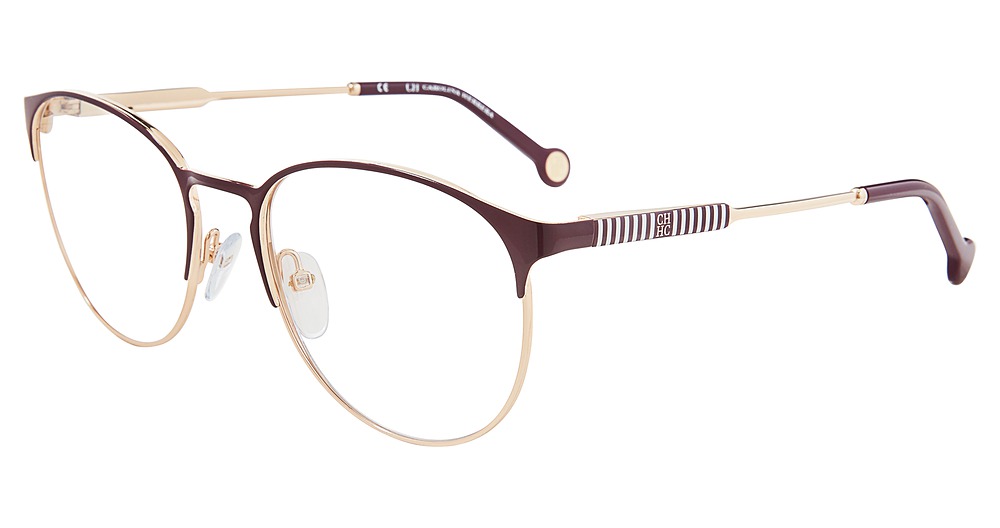 Carolina Herrera VHE136K round eyeglasses in Burgundy Gold 0 E66