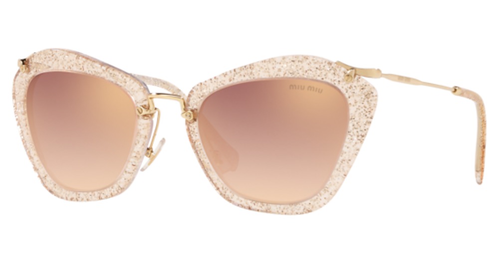 Miu Miu MU 10NS cateye sunglasses in Glitter Gold/Gradient Pink Mirror Pink