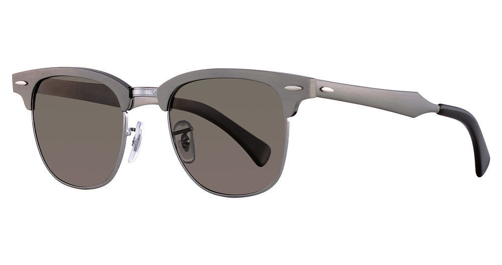 Ray-Ban RB3507 CLUBMASTER ALUMINUM round sunglasses in Brushed Gunmetal/Gunmeta/Polarized Dark Grey