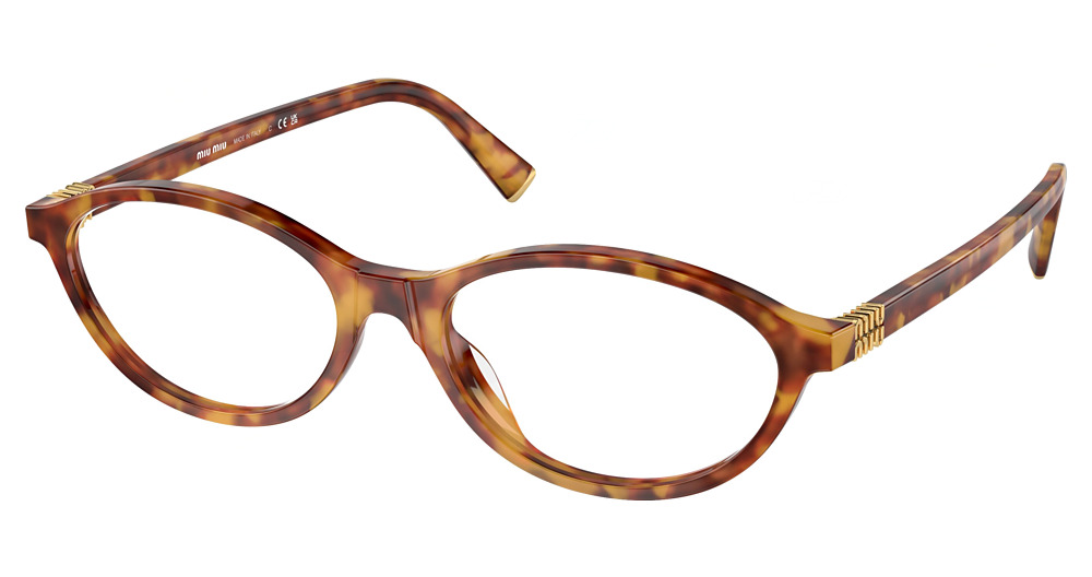 Miu Miu MU 09XV round eyeglasses in Light Havana