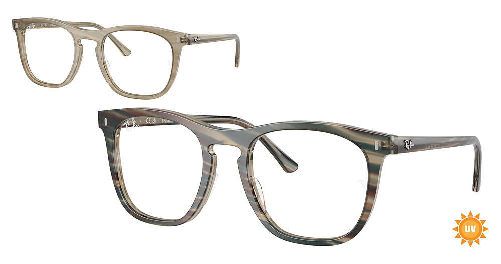 Ray-Ban RX2210V round eyeglasses in Photo Striped Grey