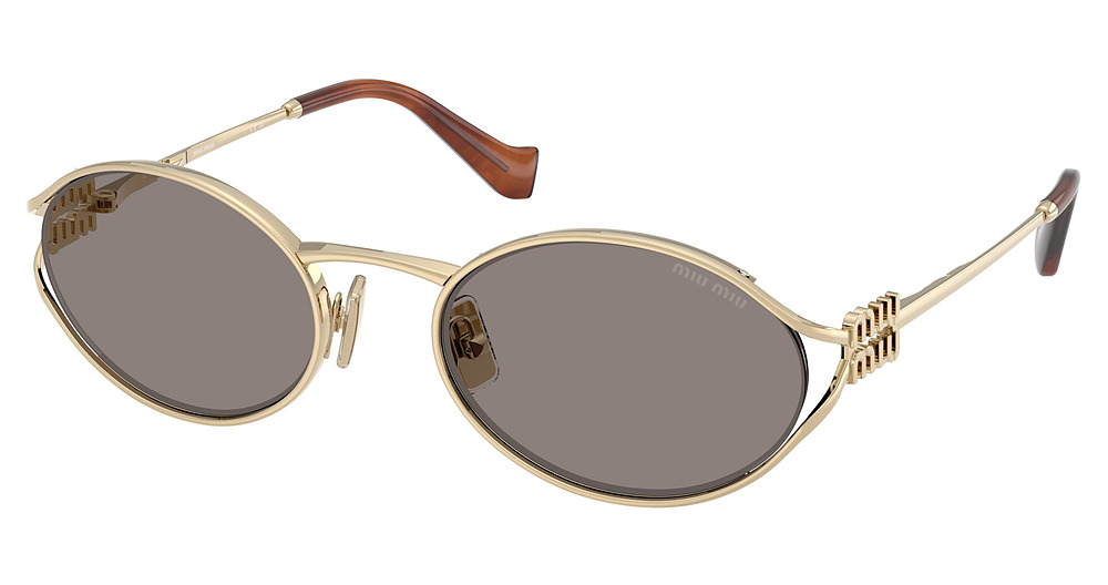 Miu Miu MU 52YS round sunglasses in Pale Gold/Dark Grey