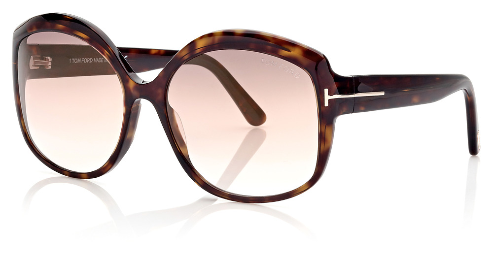 Tom Ford FT0919 round sunglasses in Dark Havana/Gradient Brown
