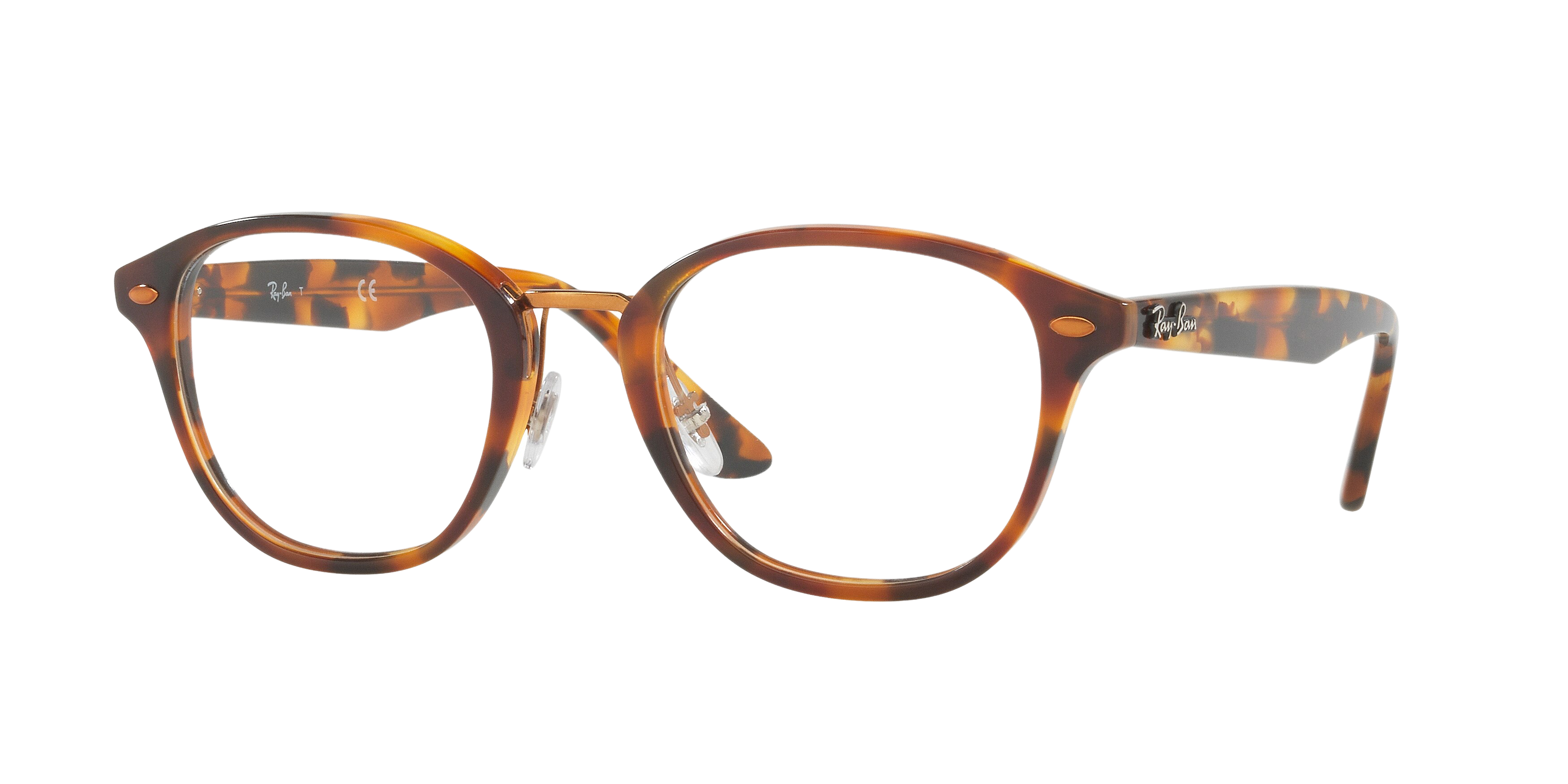Ray-Ban RX5355 square eyeglasses in Top Havana Brown/Havana Yellow