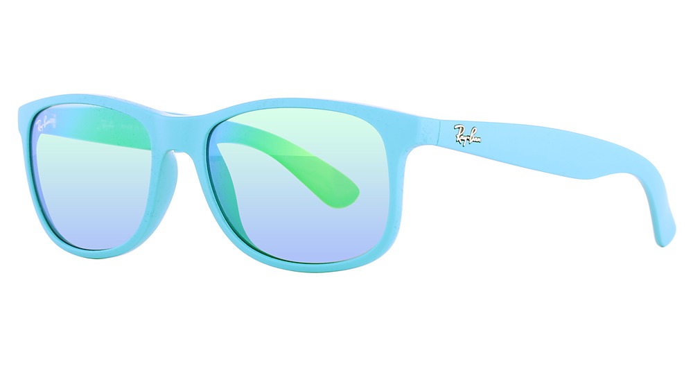 Ray-Ban RB4202 ANDY round sunglasses in Matte Turquoise/Green Mirror Green
