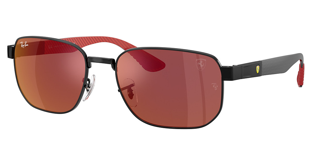 Ray-Ban RB8329M round sunglasses in Black/Brown Mirror Dark Red