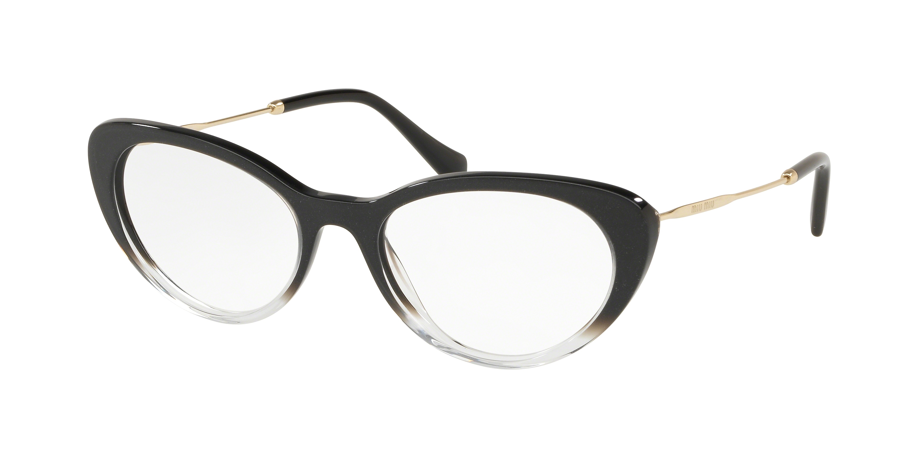 Miu Miu MU 05RV cateye eyeglasses in Black Glitter Gradient