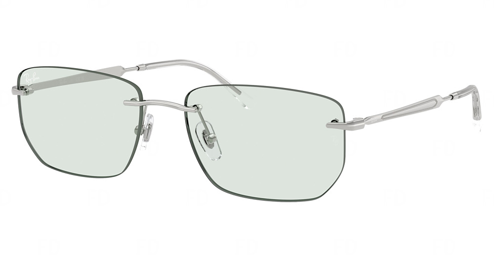 Ray-Ban RB3768 rectangle sunglasses in Silver/Photo Emerald Dark