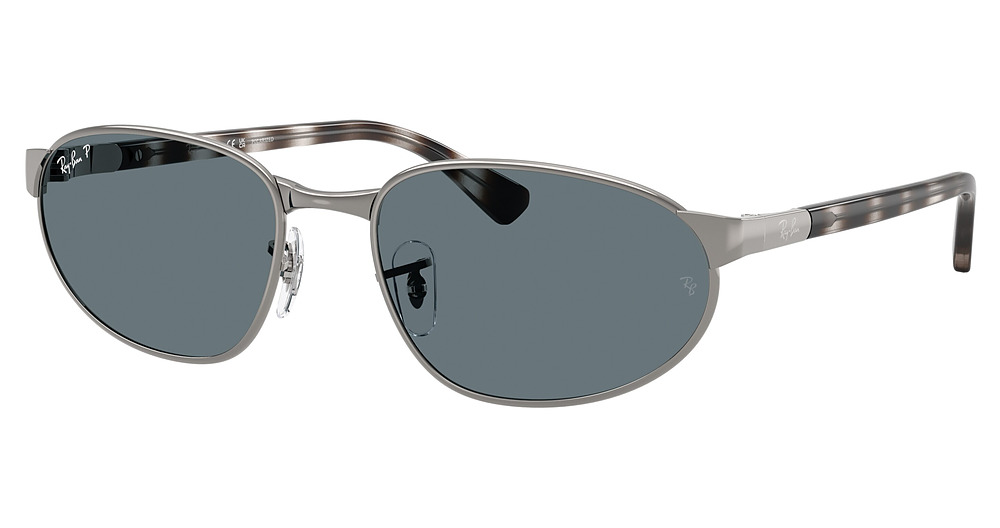 Ray-Ban RB3777 round sunglasses in Gunmetal/Dark Blue Polarized