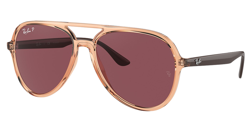 Ray-Ban RB4376F aviator sunglasses in Transparent Brown/Purple Polarized