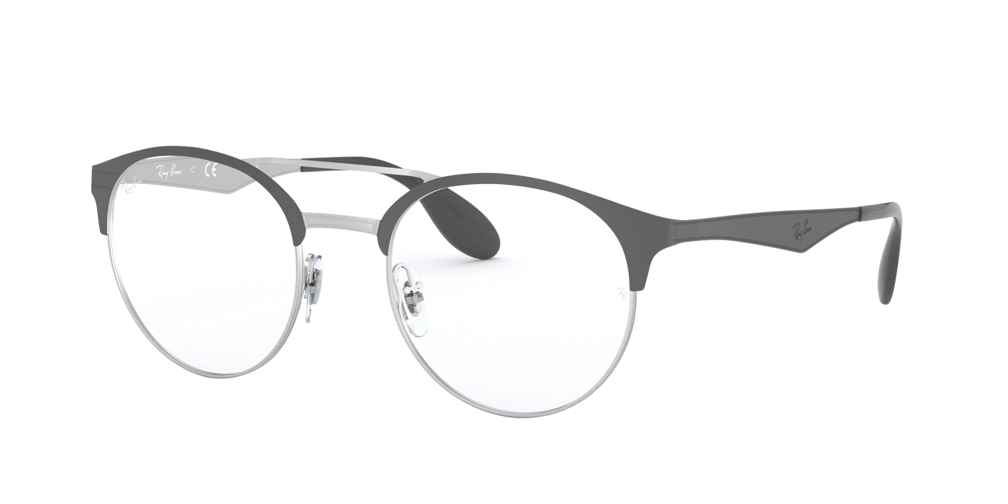 Ray-Ban RX3545V round eyeglasses in Silver on Top Grey