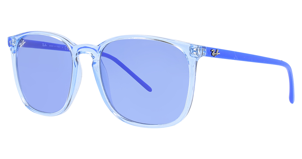 Ray-Ban RB4387 round sunglasses in Trasparent Light Blue/Violet