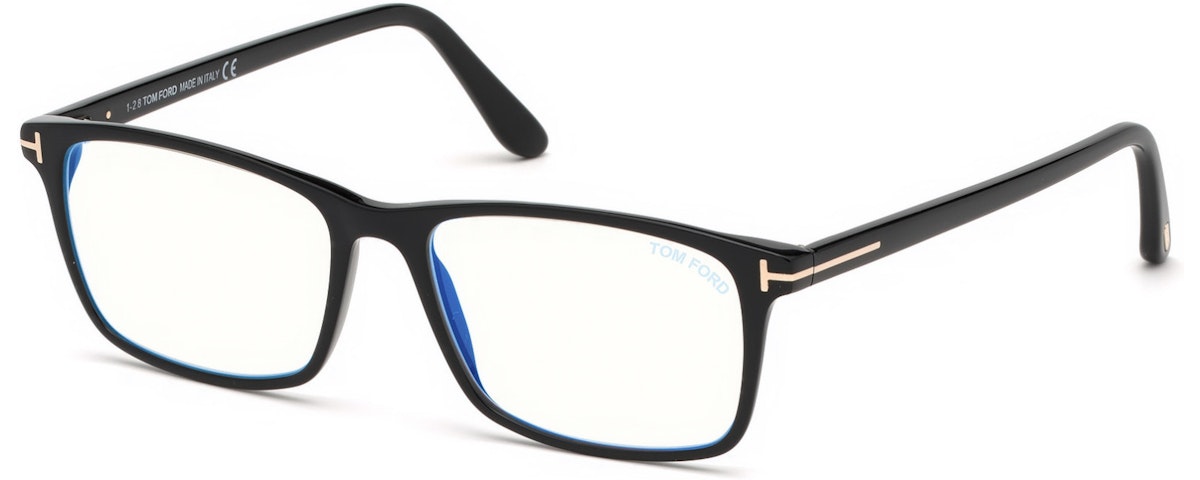 Shiny Black, Rose Gold "t" Logo / Blue Block Lenses