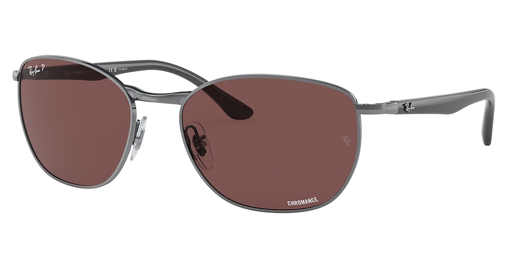 Ray-Ban RB3702 round sunglasses in Gunmetal/Polarized Dark Violet