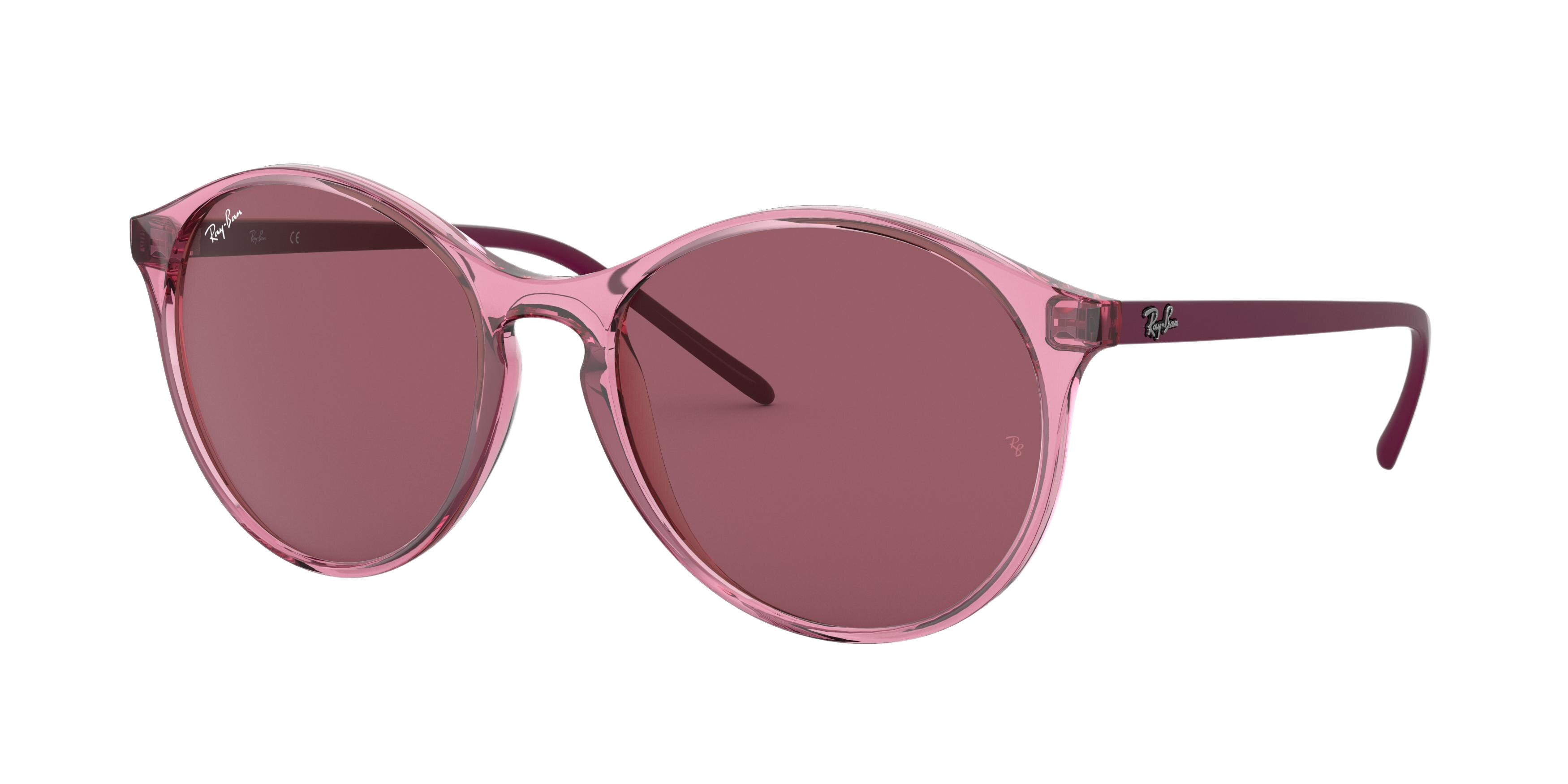 Ray-Ban RB4371F round sunglasses in Transparent Pink