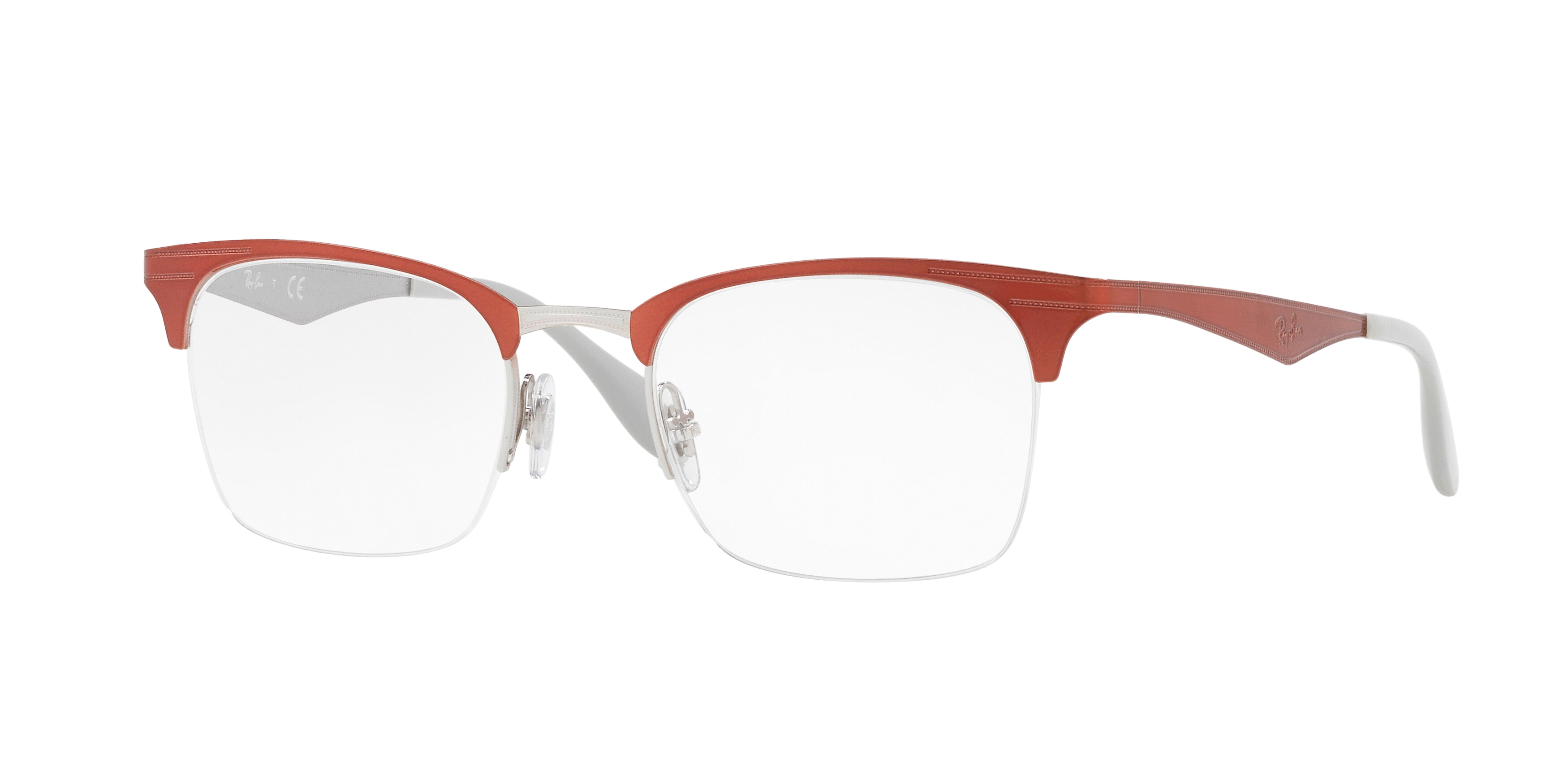 Ray-Ban RX6360 square eyeglasses in Silver Top Red