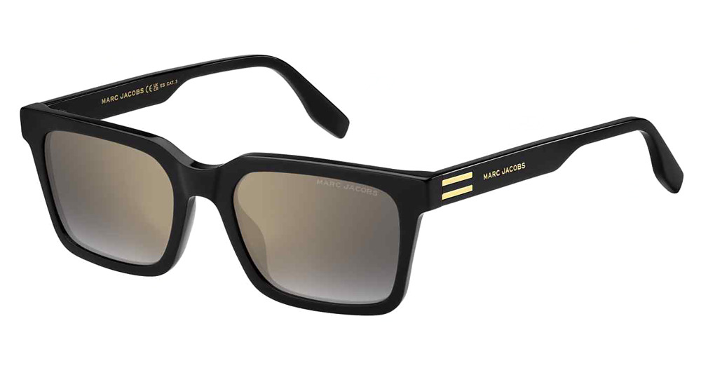 Marc Jacobs MARC 719/S rectangle sunglasses in Black/Grey Shaded Gold Mirror