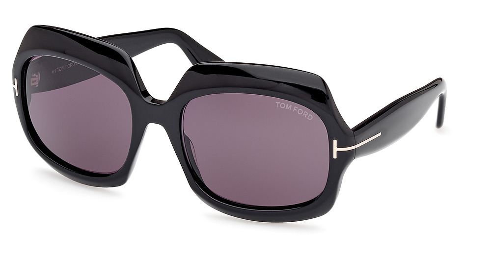 Tom Ford FT1155 irregular sunglasses in Shiny Black/Smoke