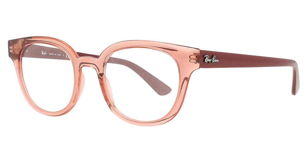 Ray-Ban RX4324V round eyeglasses in Transparent Light Red