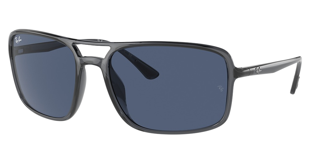 Ray-Ban RB4375 round sunglasses in Transparent Grey/Dark Blue