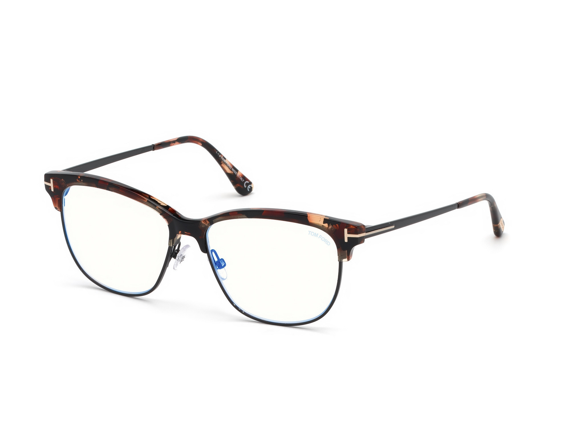 Tom Ford FT5546-B square eyeglasses in Shiny Red Havana, Shiny Black
