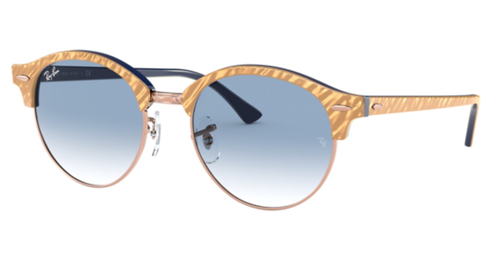 Ray-Ban RB4246 CLUBROUND round sunglasses in Wrinkled Beige on Blue/Clear Gradient Blue