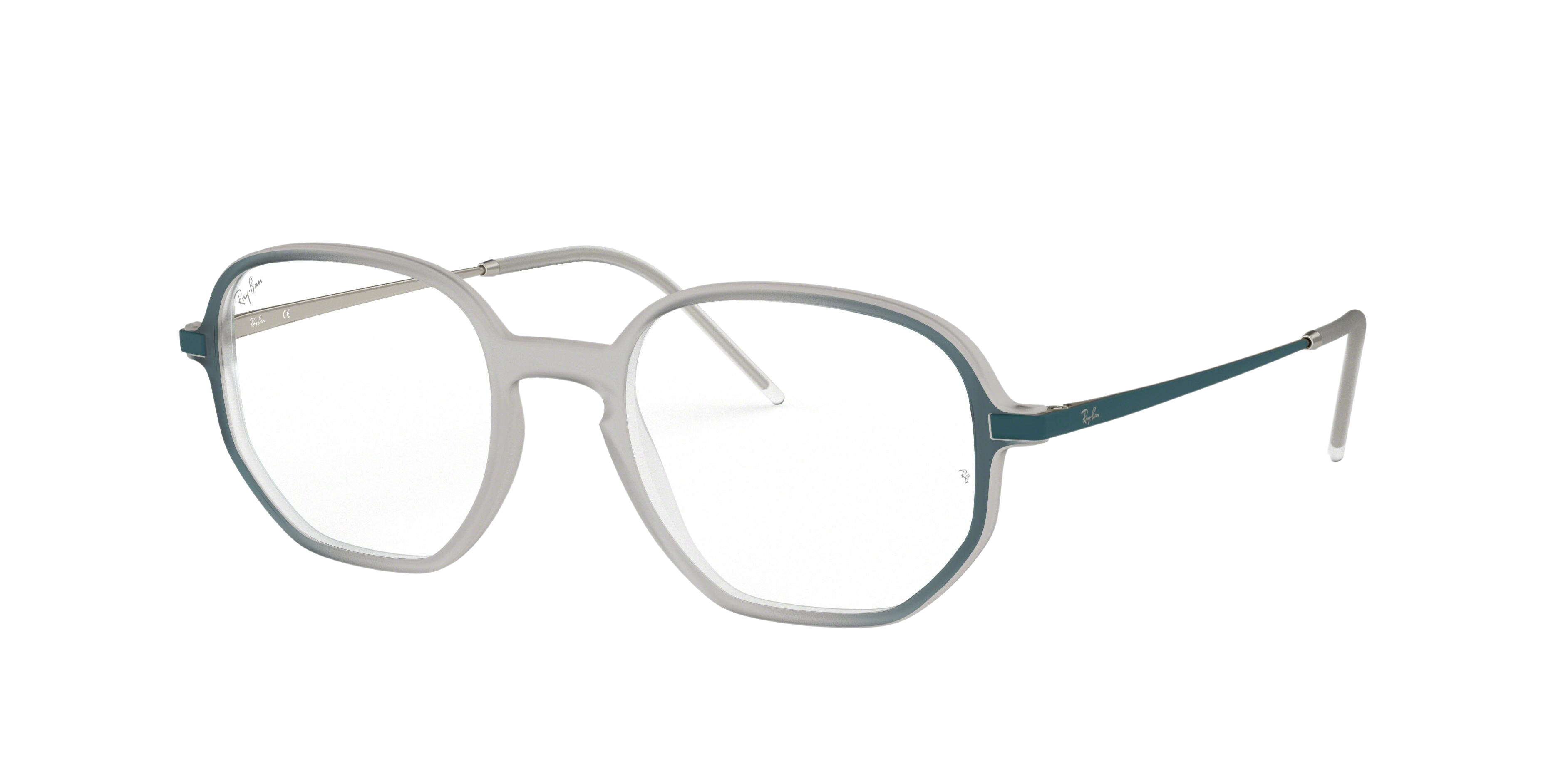 Ray-Ban RX7152 square eyeglasses in Rubber Brown on Top Green