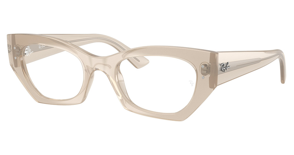 Ray-Ban RX7330 ZENA round eyeglasses in Shiny Cloudy Warm White