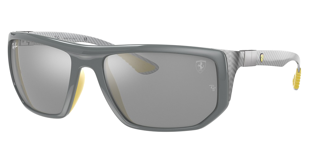 Ray-Ban RB8361M rectangle sunglasses in Grey/Grey Mirror Silver