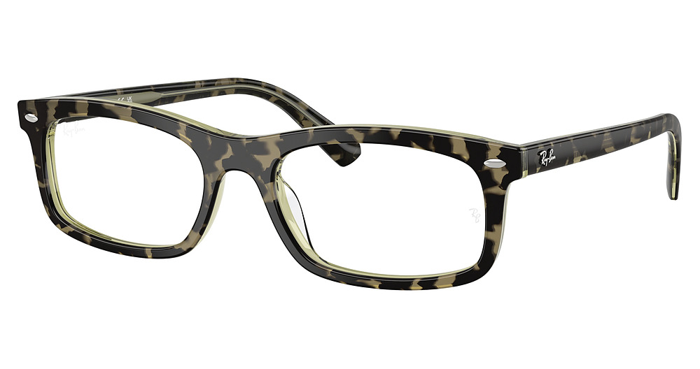 Ray-Ban RX5450 rectangle eyeglasses in Havana Green on Transp.