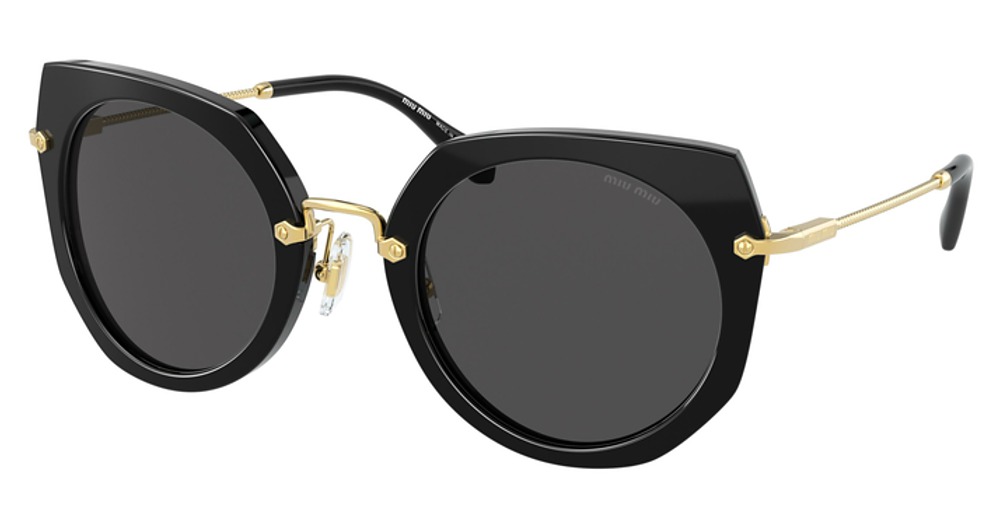 Miu Miu MU 02XS round sunglasses in Black/Dark Grey