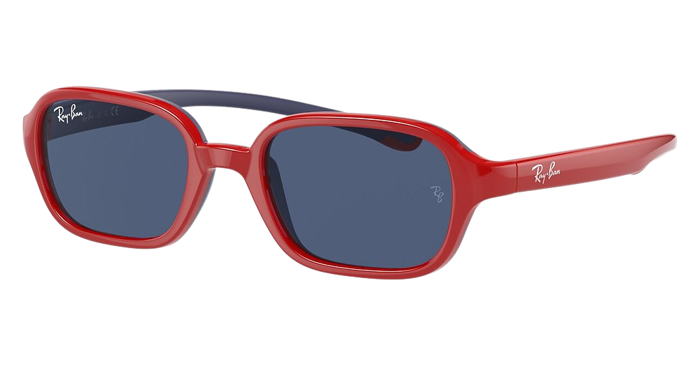 Ray-Ban RJ9074S round sunglasses in Red on Rubber Blue/Dark Blue