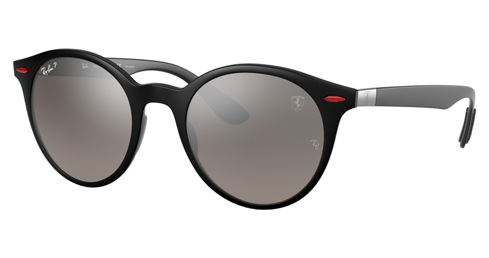 Ray-Ban RB4296M round sunglasses in Matte Black/Grey Mir Grey Gradient Polarized