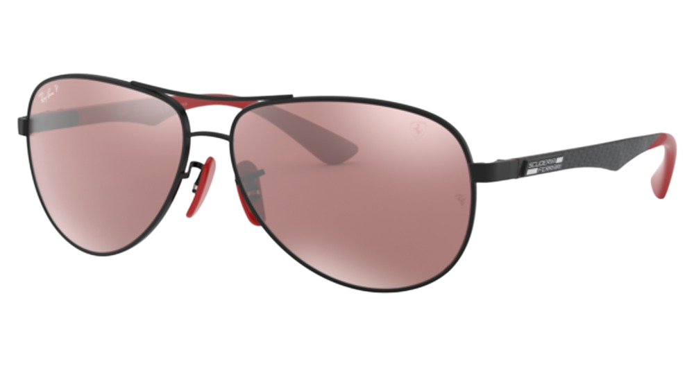Ray-Ban RB8313M FERRARI aviator sunglasses in Matte Black/Purple Mirror Silver