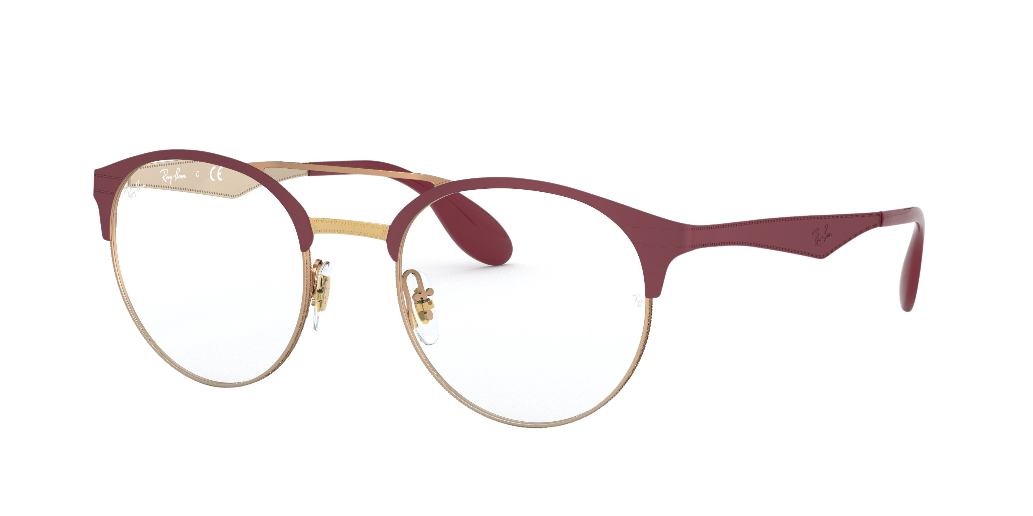 Ray-Ban RX3545V round eyeglasses in Pink Gold on Top Matte Bordeau