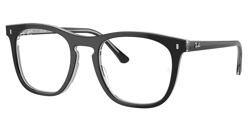 Ray-Ban RX2210V round eyeglasses in Dark Grey on Transparent Light