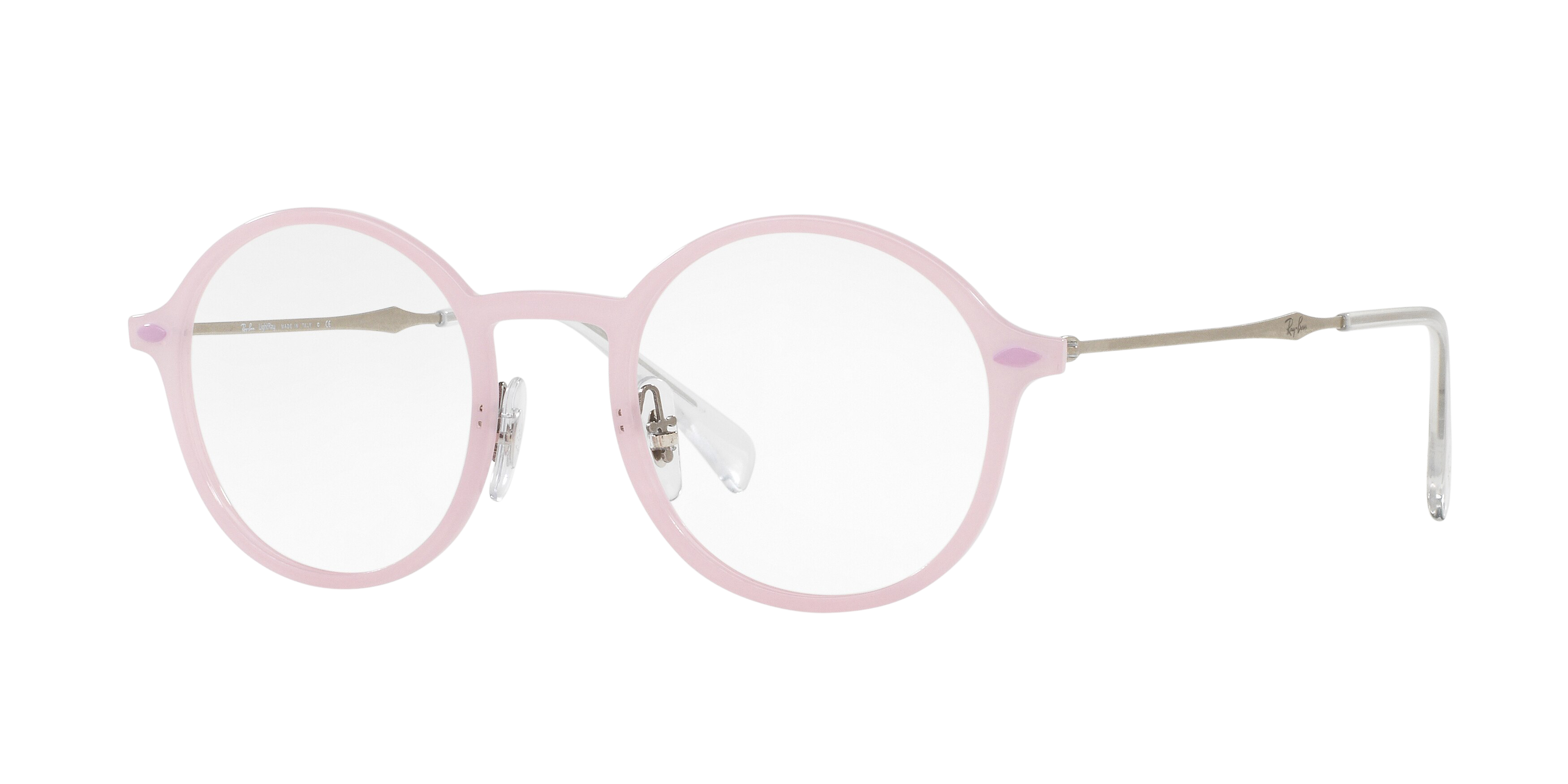 Ray-Ban RX7087 round eyeglasses in Light Pink