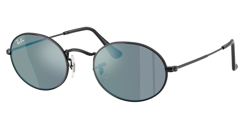 Ray-Ban RB3547N OVAL round sunglasses in Black/Brown Mirror Turchese
