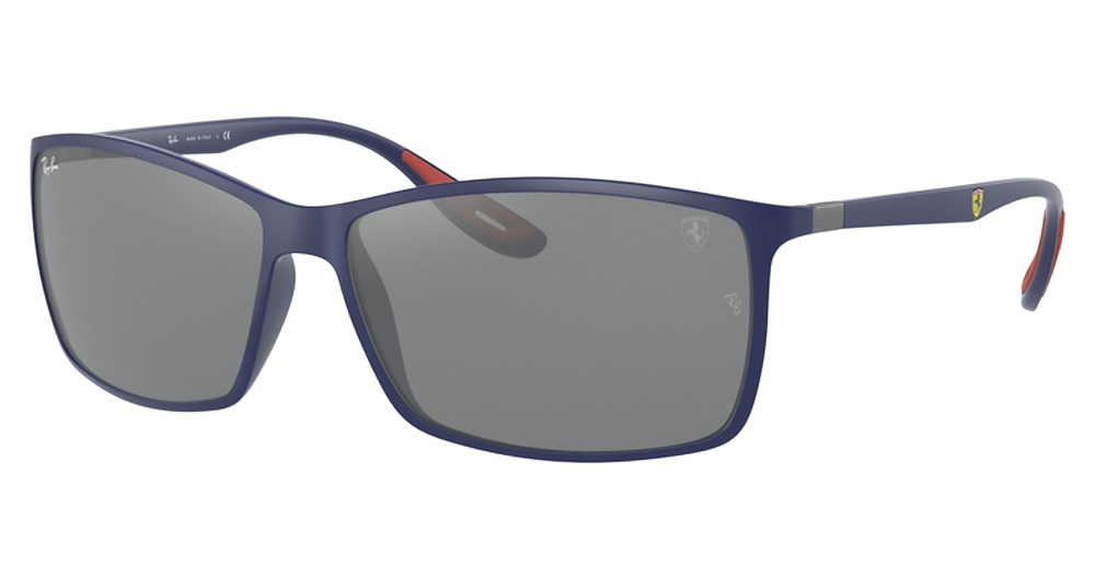Ray-Ban RB4179M rectangle sunglasses in Matte Blue/Grey Mirror Silver