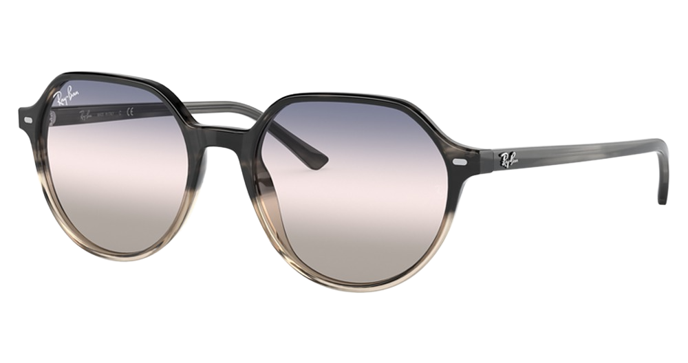 Ray-Ban RB2195 THALIA round sunglasses in Gradient Grey Havana/Pink Gradient Blue
