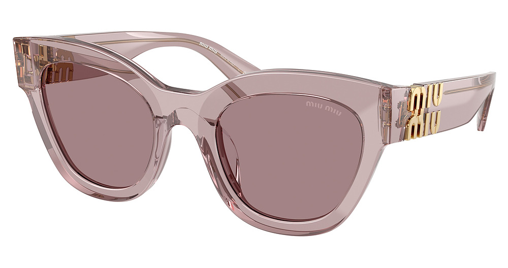 Miu Miu MU 01YSF round sunglasses in Mauve Transparent/Light Purple Brown