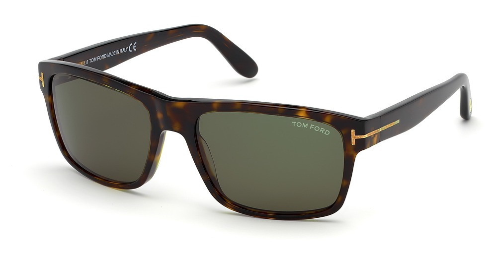 Tom Ford FT0678 irregular sunglasses in Dark Havana/Green