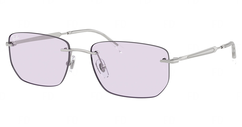 Ray-Ban RB3768 rectangle sunglasses in Silver/Photo Amethyst Dark
