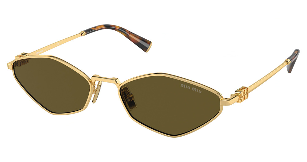 Miu Miu MU 56ZS round sunglasses in Gold/Dark Brown