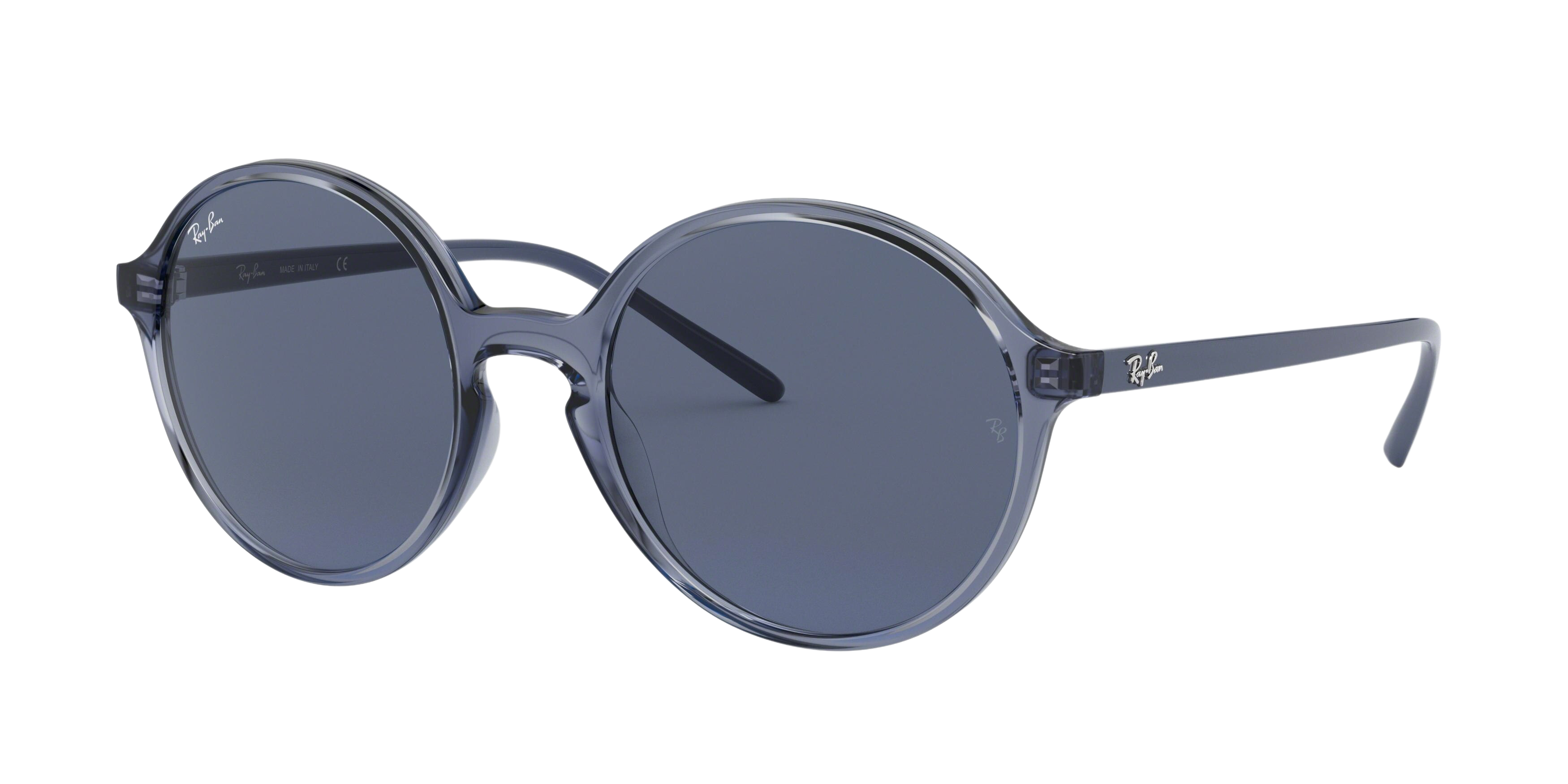 Ray-Ban RB4304 round sunglasses in Transparent Blue