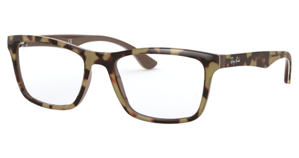 Ray-Ban RX5279F round eyeglasses in Yellow Havana on Opal Be