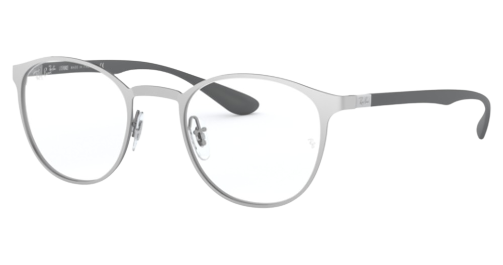 Ray-Ban RX6355 round eyeglasses in Matte Silver