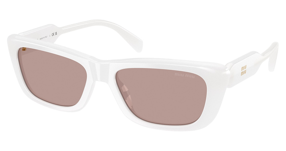 Miu Miu MU B12S rectangle sunglasses in Opal White/Light Purple Brown